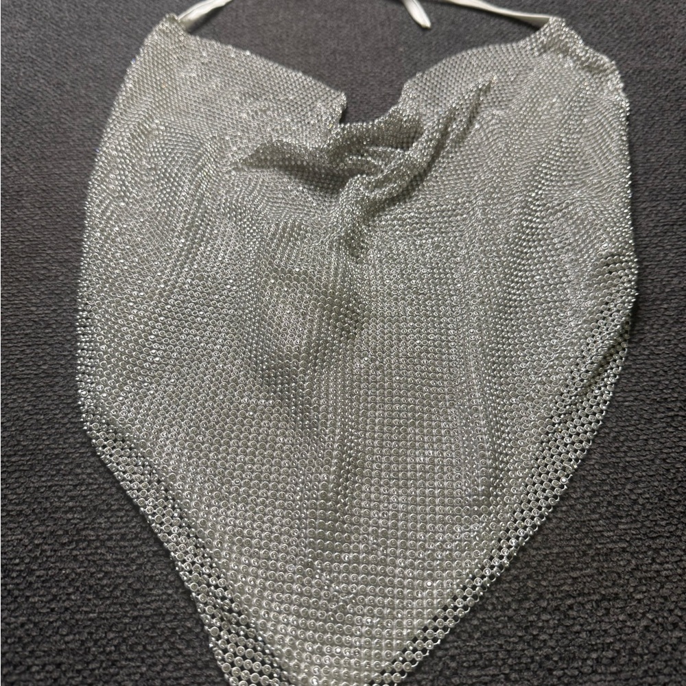 Silver Rhinestone Halter Top - Picture 4 of 7